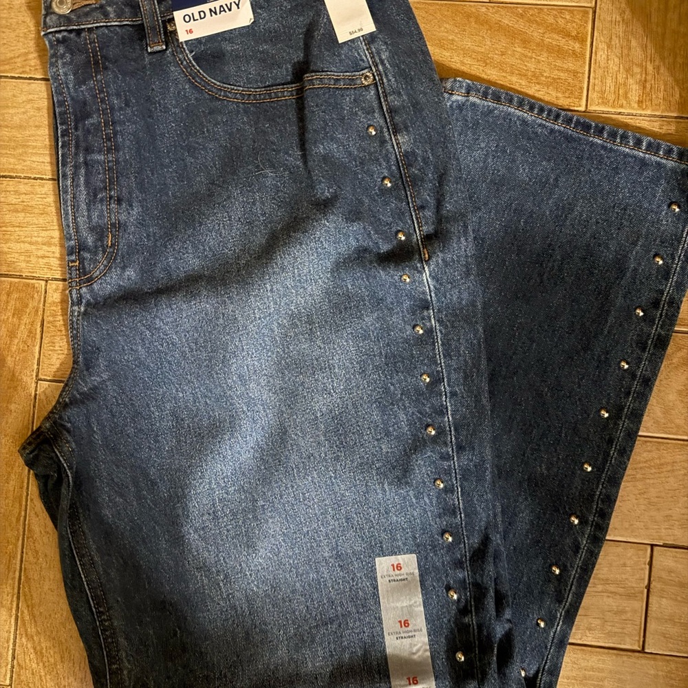 NWT Old Navy Women's Studded Blue Jeans sz 16